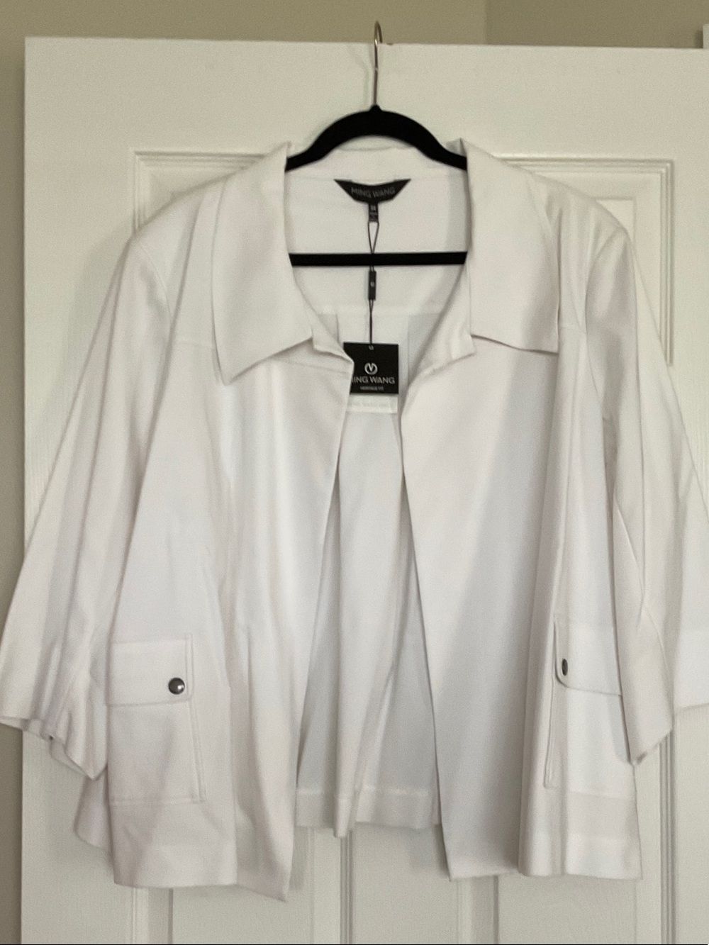 Ming Wang White Short-Sleeve Open Blazer - NWT